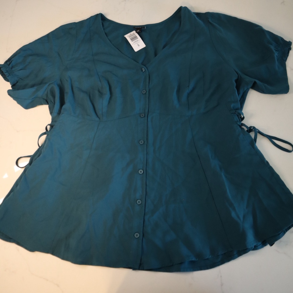 Torrid Teal V-Neck Blouse